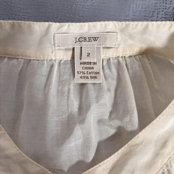 J Crew Silk Blend Top Womens 2 Cottage Sheer Prairie Flowy Romantic Spring Flowy - Picture 6 of 7